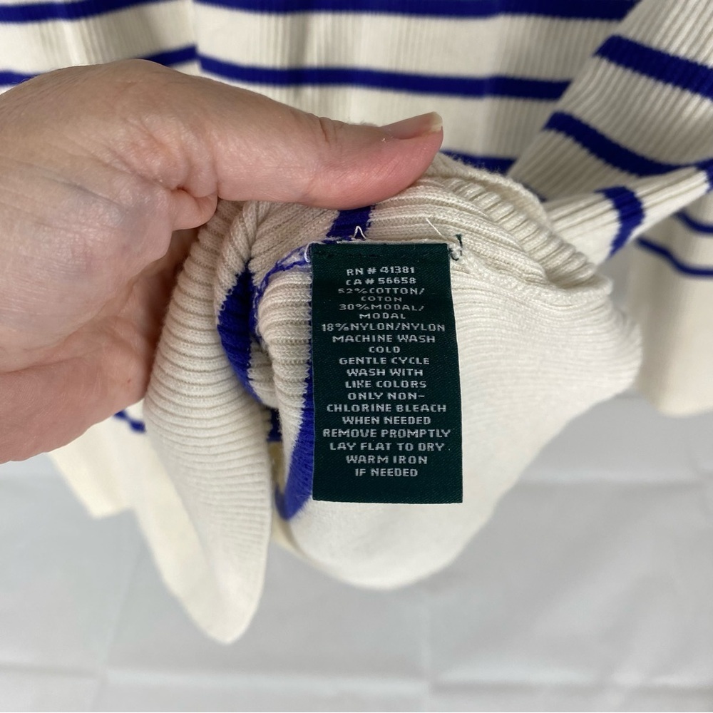 Lauren Ralph Lauren Striped Sweater Cream Blue Nautical Size 1X NWT - Picture 6 of 10